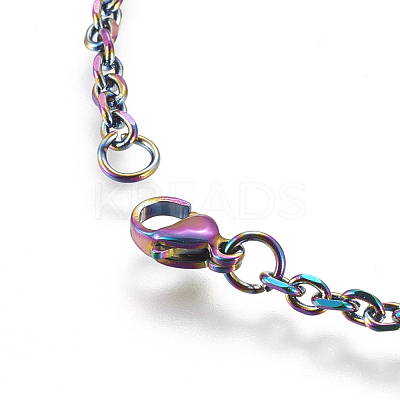 Ion Plating(IP) 304 Stainless Steel Cable Chain Necklaces NJEW-P251-01B-1