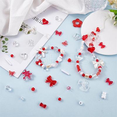 150 Pieces Random Rose Acrylic Beads Bear Pastel Spacer Beads Butterfly Loose Beads for Jewelry Keychain Phone Lanyard Making JX543H-1