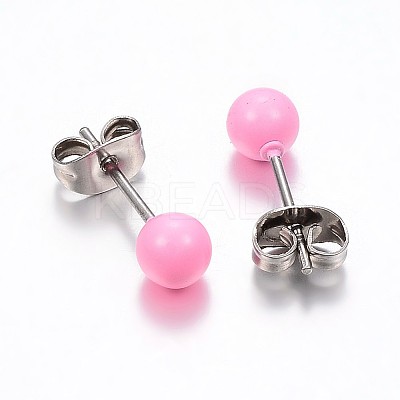 304 Stainless Steel Spray Painted Stud Earrings EJEW-H353-07-F-1