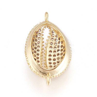 Brass Micro Pave Cubic Zirconia Links ZIRC-L078-035G-NR-1