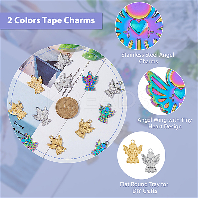 18Pcs 3 Colors Ion Plating(IP) 304 Stainless Steel Pendants STAS-DC0013-98-1