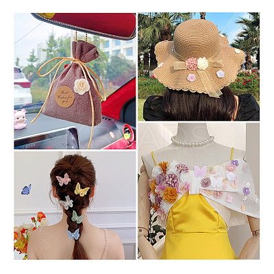 24Pcs 12 Style 3D Rose Organgza Lace Embroidery & Butterfly Ornament Accessories DIY-BT0001-48-1