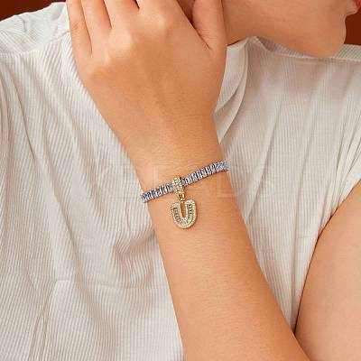 Fashionable Brass Micro Pave Clear Cubic Zirconia Charm Bracelets AF9298-21-1