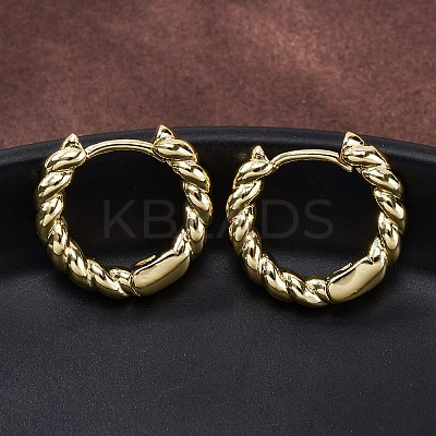Brass Twisted Rope Chunky Hinged Huggie Hoop Earrings for Women LS-EJEW-P196-25G-1