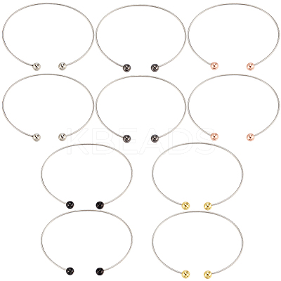 10Pcs 5 Colors Stainless Steel Cuff Torque Bangle Making STAS-SC0021-18-1
