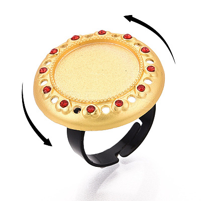 Adjustable Alloy & Iron & Rhinestone Bezel Cup Ring Base with Rotatable Tray MAK-T012-10G-1