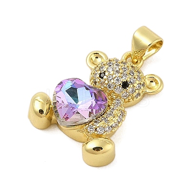 Rack Plating Brass Micro Pave Cubic Zirconia Pendants KK-Z074-66G-1