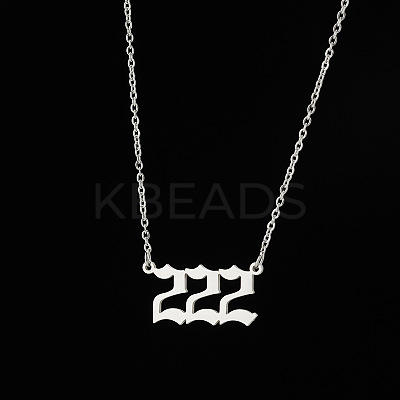 201 Stainless Steel Angel Number Pendant Necklaces for Women FS-WG21275-04-1
