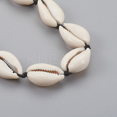 Cowrie Shell Beaded Necklaces NJEW-JN02293-1