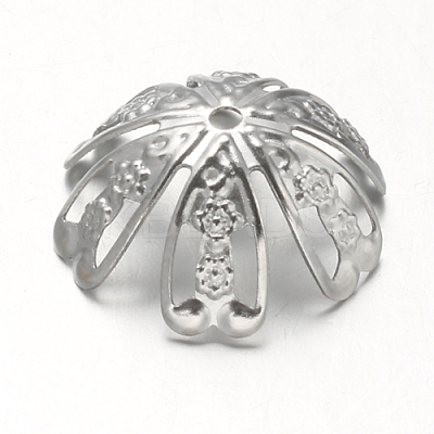 Tarnish Resistant 6-Petal 304 Stainless Steel Flower Bead Caps LS-STAS-F094-09P-1