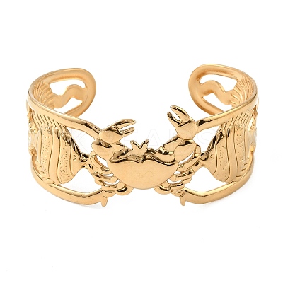 Ocean Theme 304 Stainless Steel Cuff Bangles for Women BJEW-Z171-01G-01-1