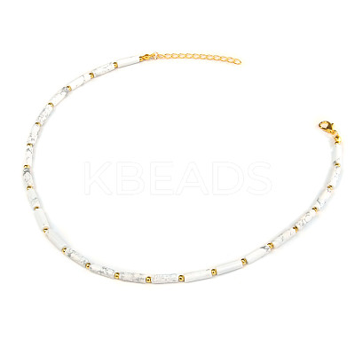 Bohemian Style Natural Howlite Tube Beaded Necklaces TD3612-6-1