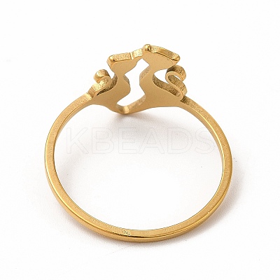 201 Stainless Steel Double Cat Finger Ring for Women RJEW-K239-04G-1