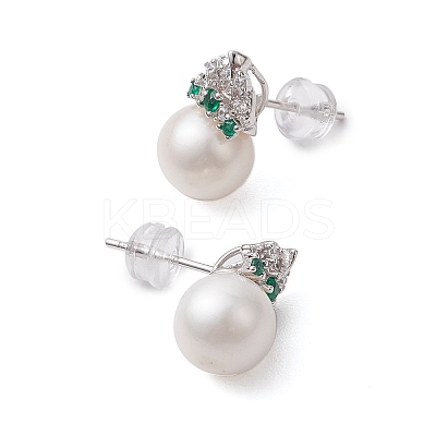 Natural Pearl Ear Studs EJEW-P286-38P-1