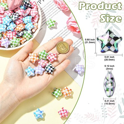Electroplate Printed Opaque Acrylic Beads MACR-CJC0004-35-1-1