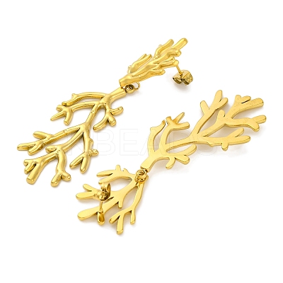 Ion Plating(IP) 304 Stainless Steel Tree Branch Stud Earrings EJEW-D281-32G-1