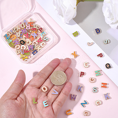 4 Bags Alloy Enamel Alphabet Beads ENAM-SC0007-70-1