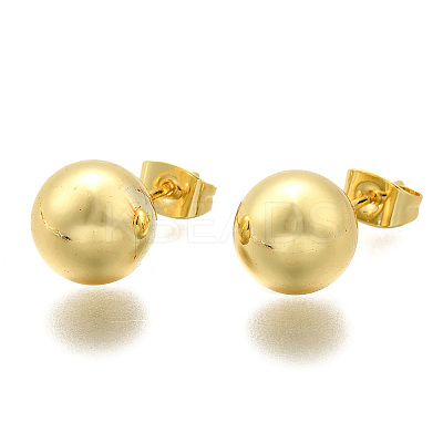Rack Plating Brass Round Ball Stud Earrings for Women EJEW-F294-08F-G-1
