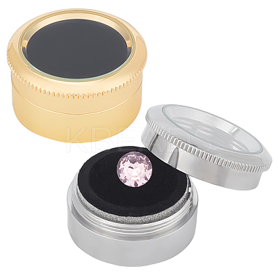 2Pcs 2 Colors Round Alloy Loose Diamond Storage Boxes CON-DR0001-03-1