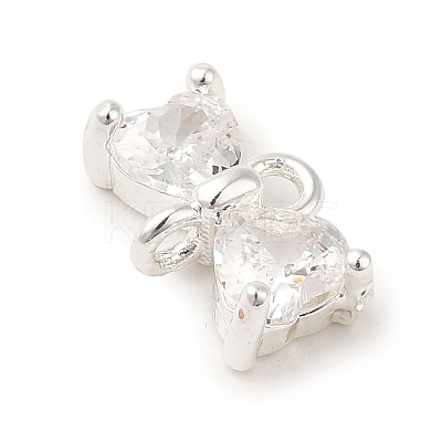 Brass Pave Clear Cubic Zirconia Bowknot Links Connector Charms LS-KK-K371-07S-1
