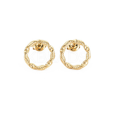 Ion Plating(IP) 304 Stainless Steel Hollow Ring Stud Earrings for Woman X-EJEW-N097-003LG-1