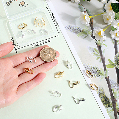 40Pcs 2 Colors Brass Clip-on Earring Findings KK-BBC0011-91-1