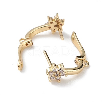 Brass Flower Hoop Earring Findings ZIRC-L097-054G-1