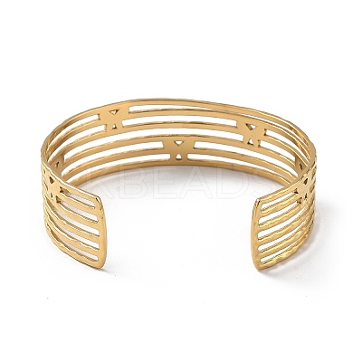 Ion Plating(IP) 304 Stainless Steel Cuff Bangles BJEW-Z078-23G-1