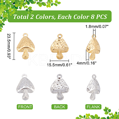 16Pcs 2 Colors 304 Stainless Steel Pendants STAS-HY0001-20-1