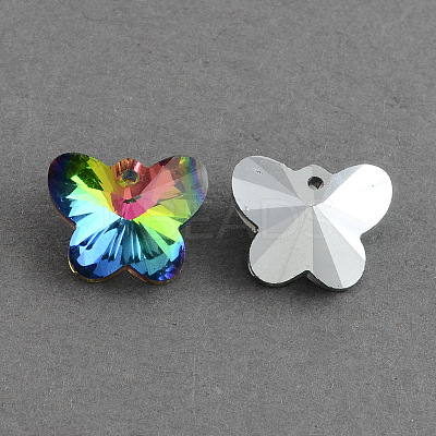 Butterfly Electroplated Glass Pendants EGLA-R083-04-1