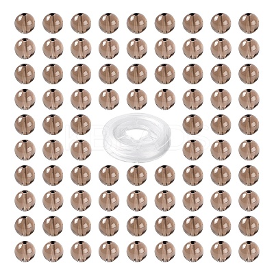 100Pcs 8mm Natural Smoky Quartz Round Beads DIY-LS0002-06-1