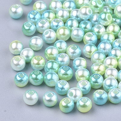 Rainbow ABS Plastic Imitation Pearl Beads OACR-Q174-12mm-03-1