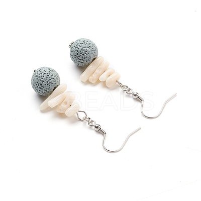 Natural Lava Rock Dangle Earrings EJEW-E260-B05-1