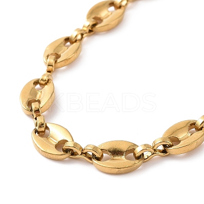 PVD Vacuum Plating 304 Stainless Steel Coffee Bean Chain Bracelet for Men Women BJEW-E031-16G-02-1