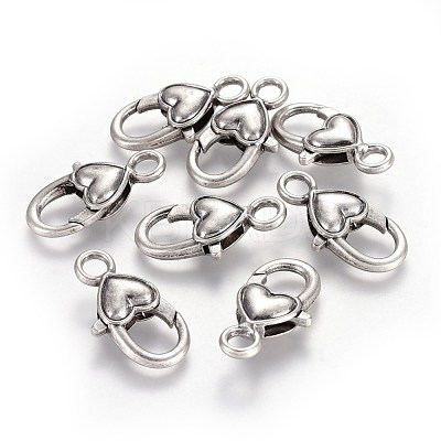 Tibetan Style Heart Lobster Claw Clasps LF013Y-TAS-NR-1
