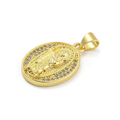 Virgin Mary Theme Rack Plating Brass Micro Pave Cubic Zirconia Pendants KK-G513-36G-1