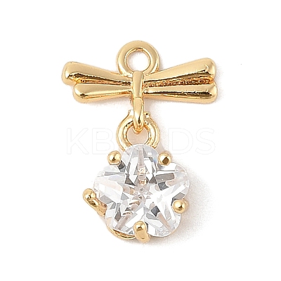 Brass Micro Pave Cubic Zirconia Pendants KK-R219-17G-1