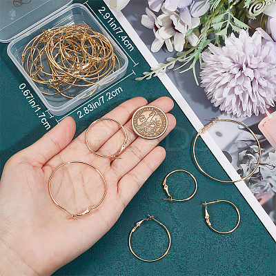 30Pcs 6 Style Brass Hoop Earring Findings FIND-BBC0003-23G-1