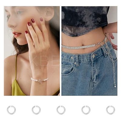 925 Sterling Silver Spring Ring Clasps with Open Jump Rings STER-GO0001-04S-1