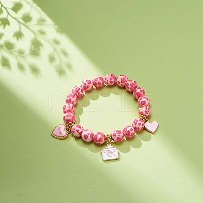 Resin Round Beaded Stretch Bracelet BJEW-JB08676-1