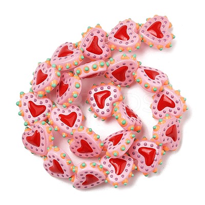 Baking Paint Glass Bumpy Beads Heart LAMP-V001-07C-1