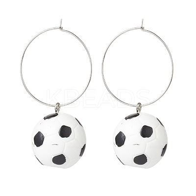 Sport Ball Theme Resin Dangle Big Hoop Earrings EJEW-JE05023-1