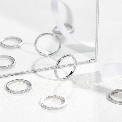 14Pcs 7 Size 2mm Matte Plain Dome Finger Ring for Girl Women RJEW-UN0001-11-1