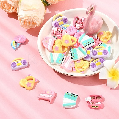 30Pcs 6 Styles Opaque Music Theme Resin Cabochons CRES-YW0002-48-1