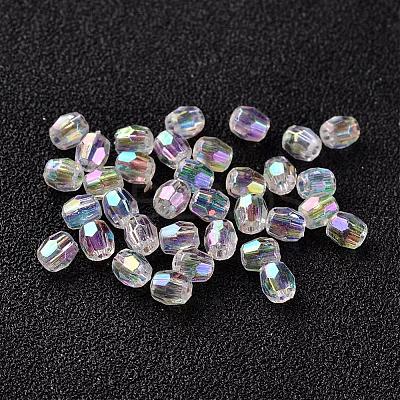 AB Color Plated Eco-Friendly Transparent Acrylic Barrel Beads TACR-L002-4mm-22-1