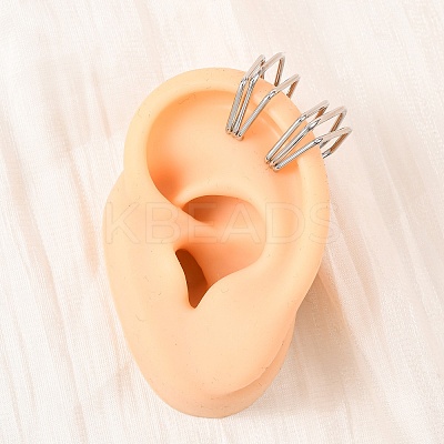 304 Stainless Steel Triple Pentagon Cuff Earrings EJEW-K268-88P-1