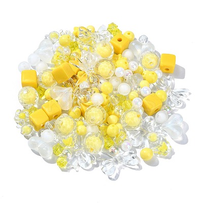 250Pcs 15 Style Yellow Acrylic Beads Set OACR-CJ0001-70-1