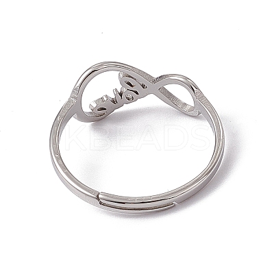Non-Tarnish 201 Stainless Steel Infinity Love Adjustable Ring for Women RJEW-C045-03P-1