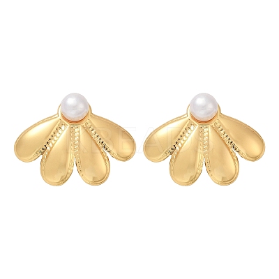 304 Stainless Steel ABS Plastic Pearl Stud Earrings STAS-D368-01D-G-1