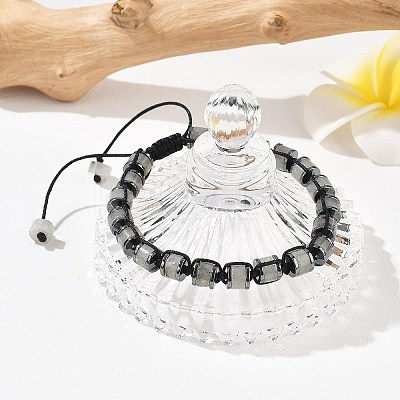 Adjustable Natural & Synthetic Gemstone and Non-magnetic Synthetic Hematite Braided Bead Bracelets BJEW-Z090-01-1